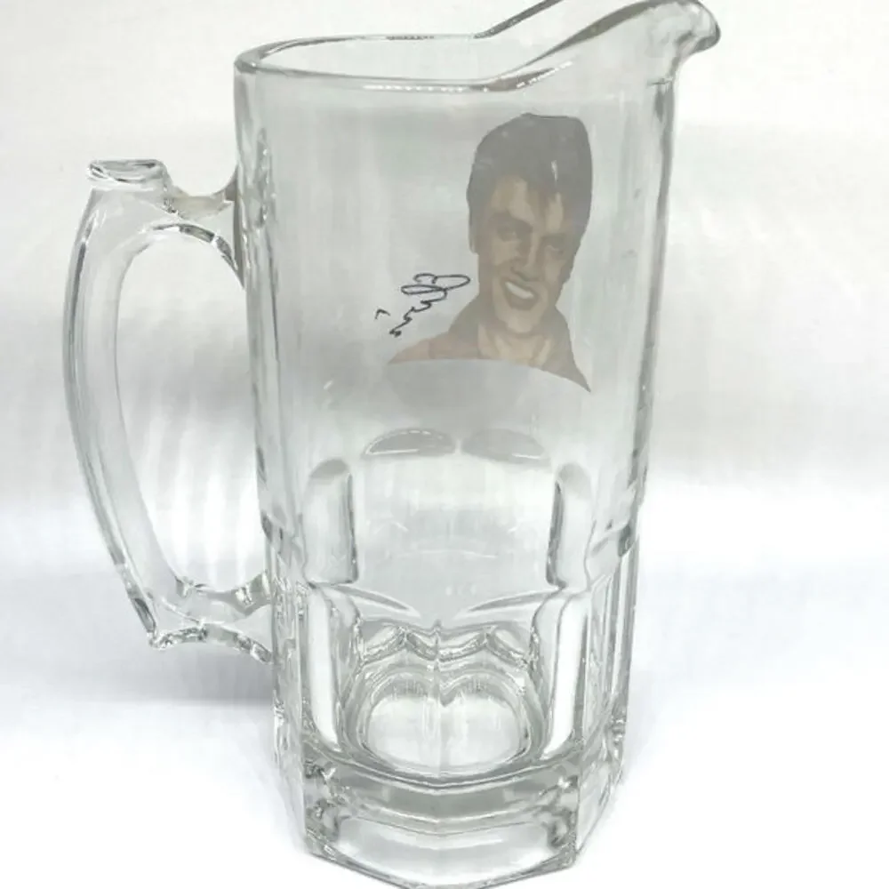 Vintage Elvis Presley‎ Glass Pitcher Libbey Portrait Bar Man Cave